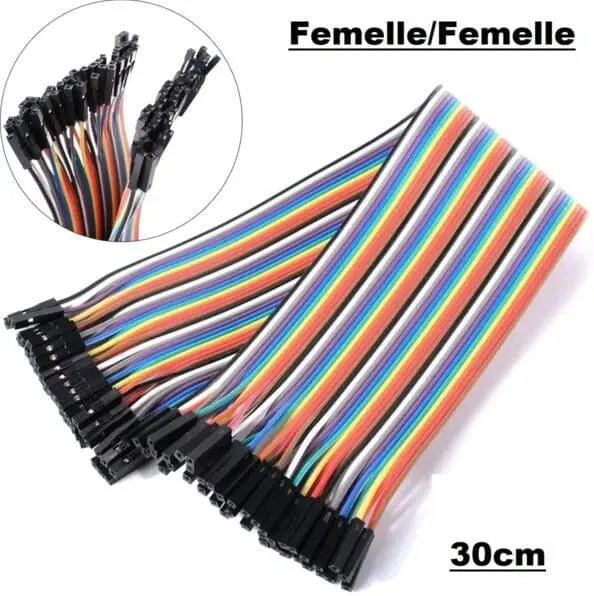 Fil jumper Femelle/Femelle 30cm Câbles Dupont femelle à femelle multicolores de 30cm