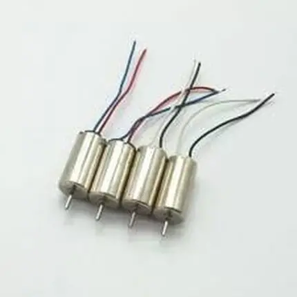 Cinq micro moteurs cylindriques avec fils colorés