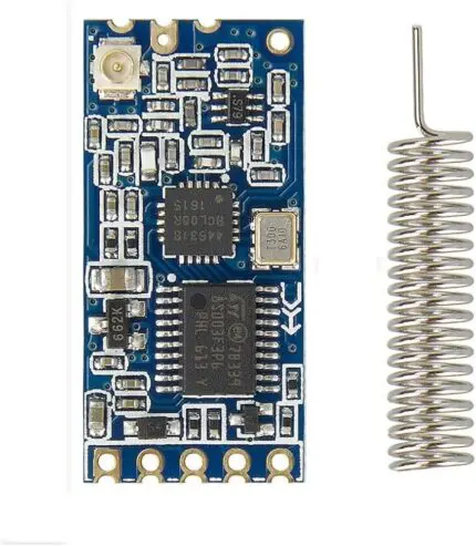 Module électronique bleu avec antenne spirale