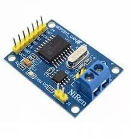 Module électronique bleu avec connecteurs et puce MCP2515