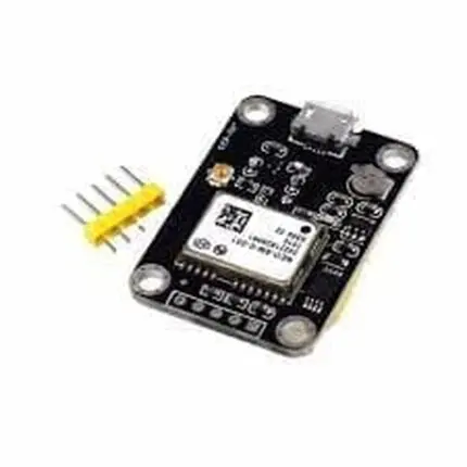 Module électronique noir avec connecteur micro USB et broches jaunes