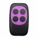 Télécommande noire avec quatre boutons violets