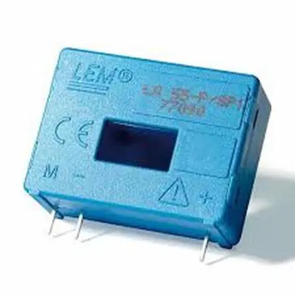 Capteur de courant LEM bleu avec quatre broches visibles