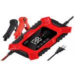 Chargeur de batterie rouge et noir avec pinces crocodiles