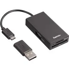Lecteur de cartes mémoire USB avec câble et adaptateur