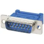 Connecteur DB15 mâle bleu avec broches dorées