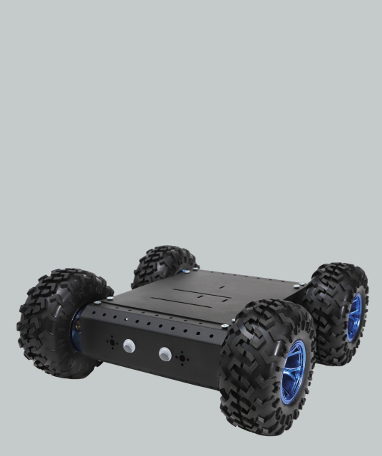 Châssis de robot noir avec grandes roues tout-terrain