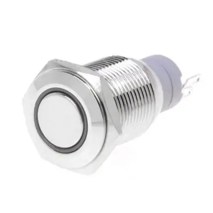 bouton poussoir étanche - Bouton poussoir métallique étanche momentané 16 mm 12-24 V avec voyant LED vert - Didactico Tunisie