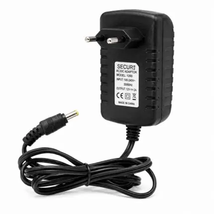 Adaptateur AC/DC noir avec prise secteur et câble, étiquette indiquant 5V 3A, conçu pour Arduino Uno/Mega 2560.
