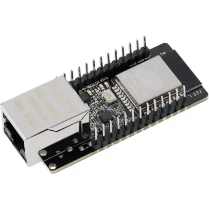 Carte ESP32 WT32-ETH01 connectée au réseau via câble RJ45 Ethernet 100Mbps