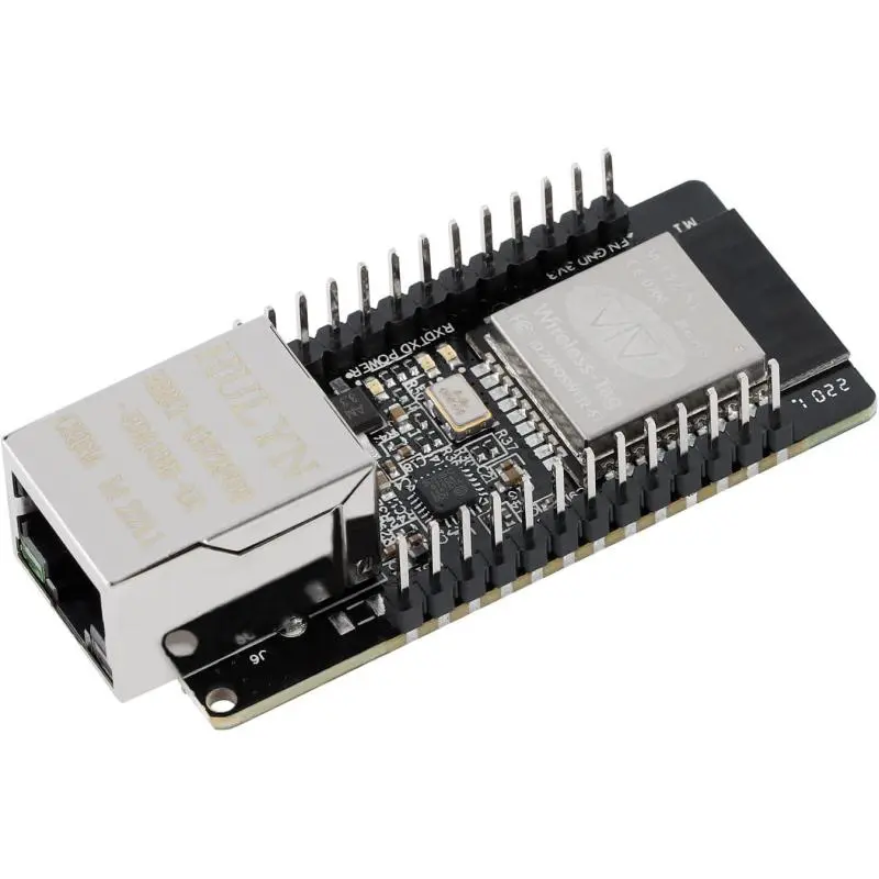 Carte ESP32 WT32-ETH01 connectée au réseau via câble RJ45 Ethernet 100Mbps Carte ESP32 WT32-ETH01 connectée au réseau via câble RJ45 Ethernet 100Mbps