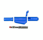 Fiche banane male sécurité 4 mm bleu a reprise arriére PTL-909-11