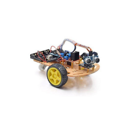 Kit robot Arduino 2WD avec châssis en plastique, deux roues motrices et moteurs DC, compatible cartes Arduino.
