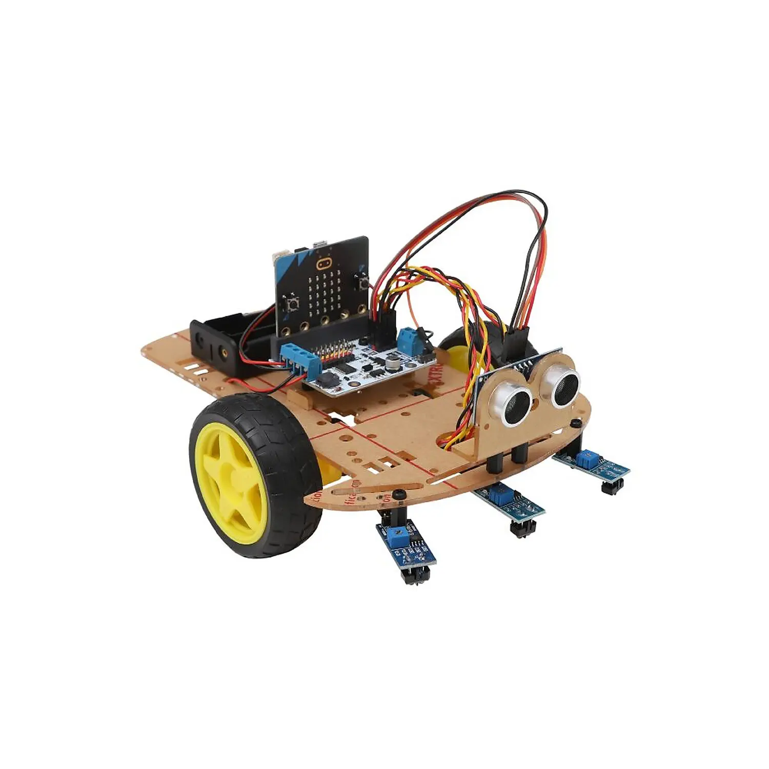 Kit Robot Microbit 2wd Renardo Robot voiture en bois avec capteurs et carte micro:bit