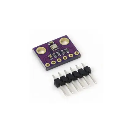 Capteur GY-BME280 compact, monté sur une carte, avec broches pour connexion I2C, fond blanc.