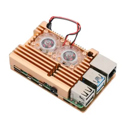 support alu gold - Support en ALU GOLD avec double ventilateur pour Pi4 - Didactico Tunisie