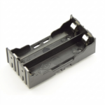 Support noir pour 2 piles 18650 avec broches, sans couvercle, pour projets électroniques, dimensions compactes.