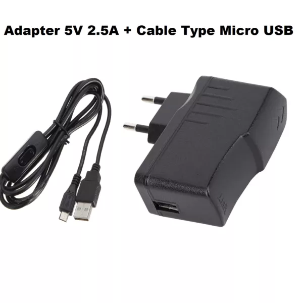 Adaptateur 5V 2.5A + Cable Micro USB avec bouton On/Off DIDACTICO TUNISIE