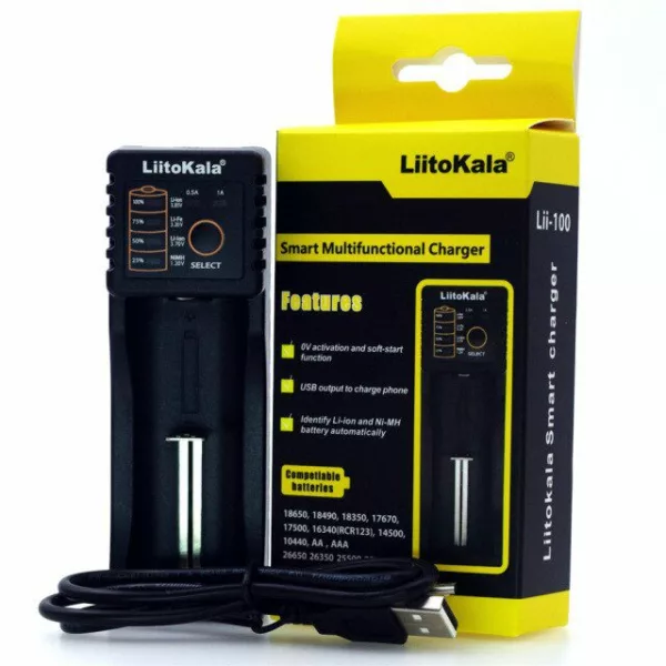 Chargeur simple batterie 18650 Lii-100 DIDACTICO TUNISIE