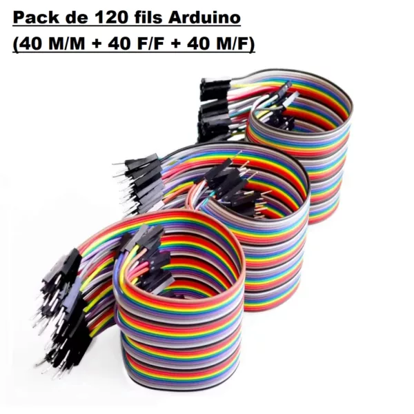 Pack de 120 fils Arduino ( 40 M/M + 40 F/F + 40 M/F) DIDACTICO TUNISIE