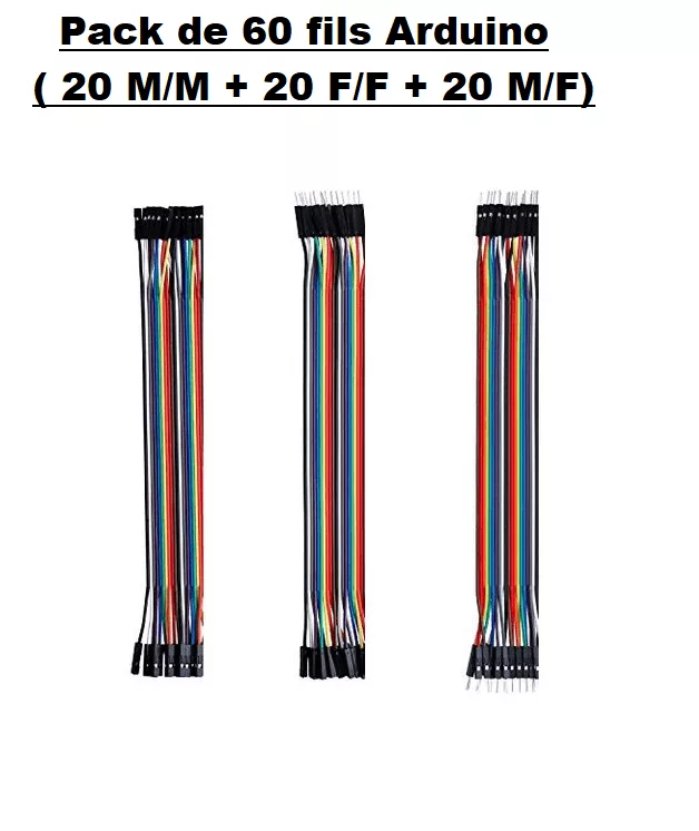 Pack de 60 fils 20cm Arduino ( 20 M/M + 20 F/F + 20 M/F) DIDACTICO TUNISIE