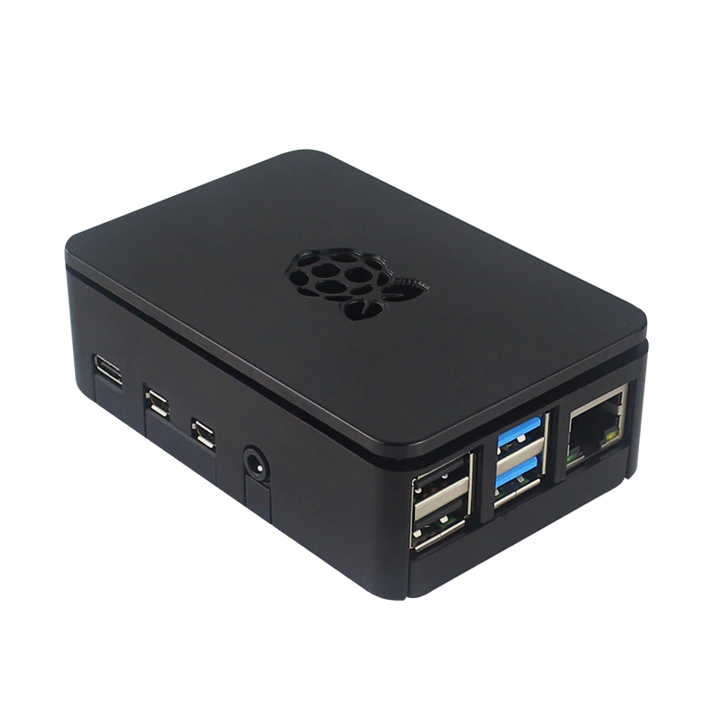 Boitier Abs Noir Pour Raspberry Pi4 Avec Logo Raspberry