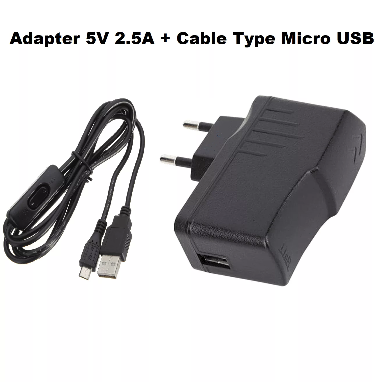 Adaptateur 5V 2.5A + Cable Micro USB avec bouton On/Off
