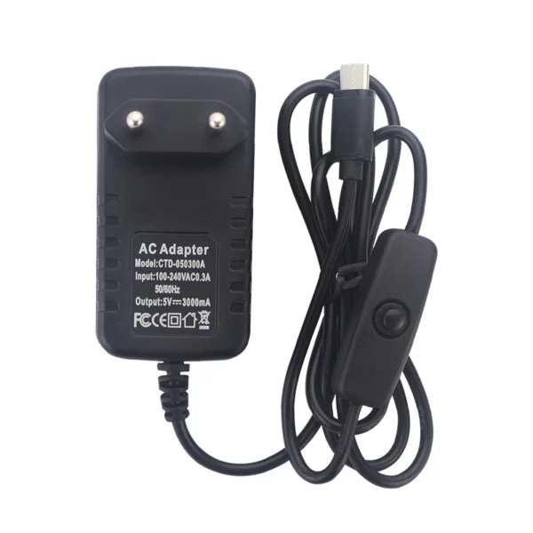 Second image of Adaptateur 5V 3A avec bouton on/off Type C pour PI4