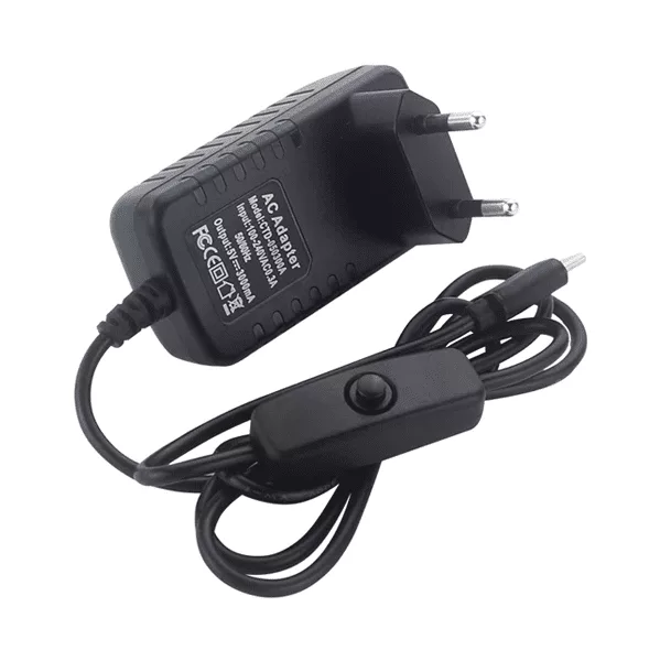 Adaptateur 5V 3A avec bouton on/off Type C pour PI4