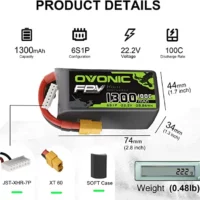 Batterie LIPO 6S 22.2v 1300mAh 100C T/XT60 DIDACTICO TUNISIE