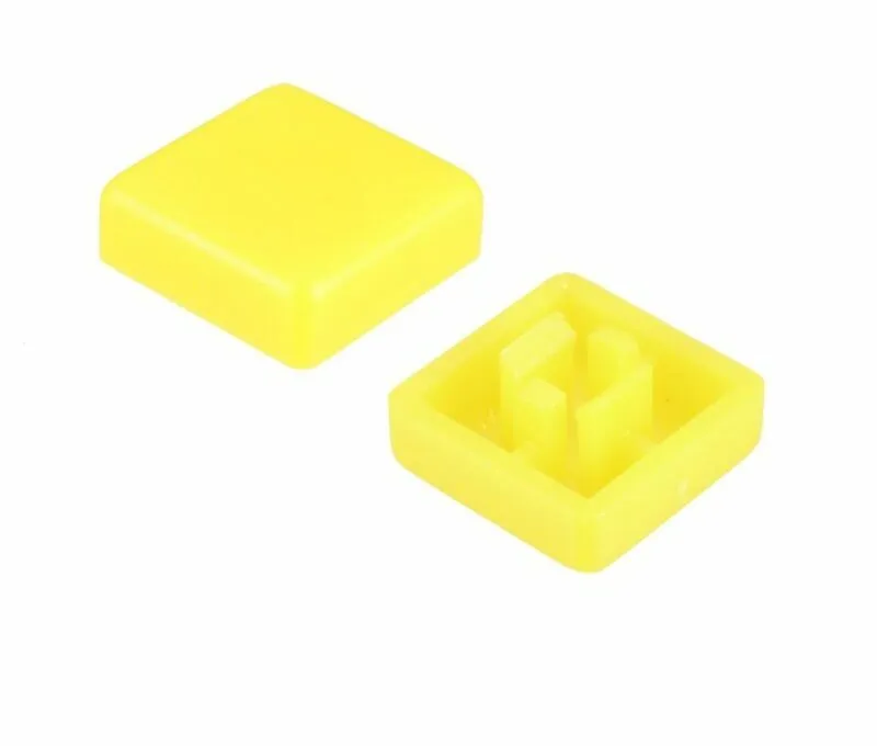 Bouton Carree Jaune Pour Bouton Poussoir Noir 12x12x7mm