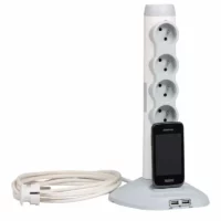 Rallonge multiprise Legrand 4x2P+T 16A 230V + socle avec 2 modules de charge USB 2