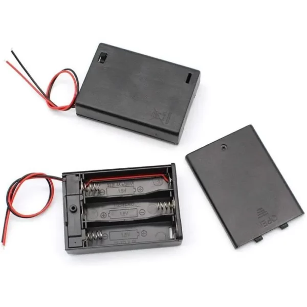 Support de batterie 3 x AA 1,5 V avec couvercle et interrupteur ON/OFF