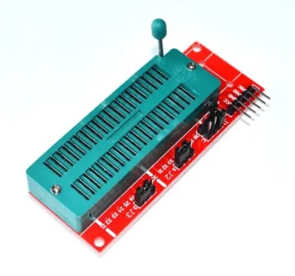 Support de test ZIF rouge avec levier vert pour circuits intégrés