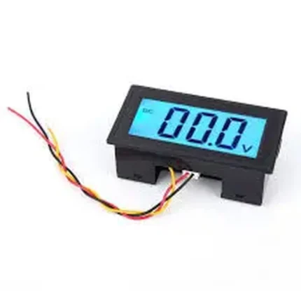 Voltmètre numérique avec écran LCD bleu et fils de connexion