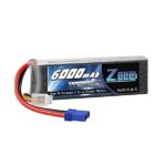 Batterie lithium polymère 6000mAh avec câbles rouges et connecteur bleu
