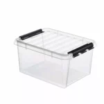 Boîte de rangement en plastique transparent avec couvercle noir