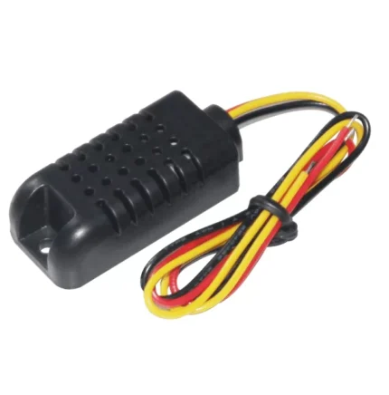 Capteur DHT11 avec boîtier noir et fils rouge, jaune, noir