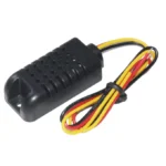 Capteur DHT11 avec boîtier noir et fils rouge, jaune, noir