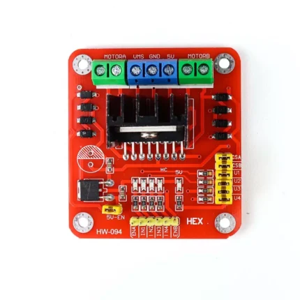 Module de contrôle moteur rouge avec bornes et connecteurs