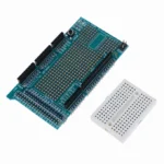 Shield Arduino bleu avec mini breadboard blanche