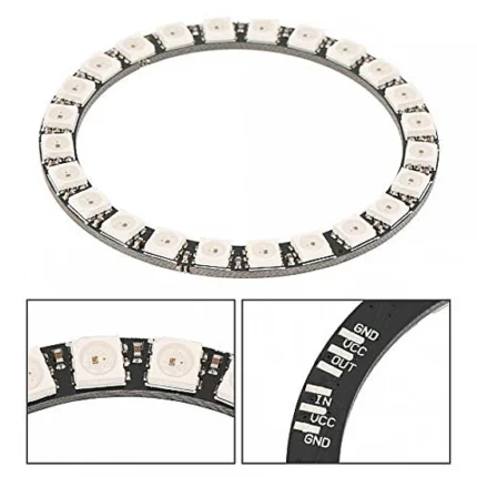 carte rond led - Carte Rond 24 x LED SMD RVB 5050 – 24 bits WS2812 - Didactico Tunisie