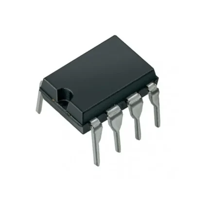 Circuit intégré noir avec 8 broches métalliques