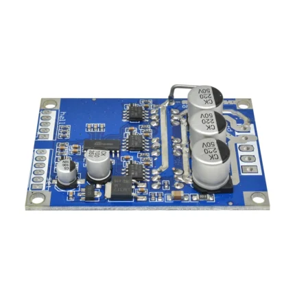 Module électronique bleu avec condensateurs et circuits intégrés
