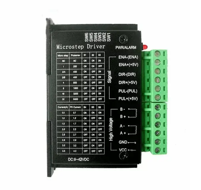 Driver de moteur pas à pas microstep DC 9-42V Driver de moteur pas à pas avec connecteurs verts et étiquettes