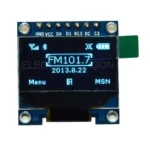 Écran OLED 0.96 pouces affichant FM101.7 et date