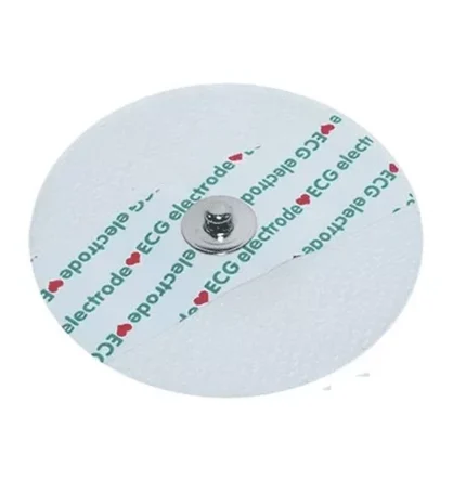 Électrode ECG ronde avec connecteur métallique au centre
