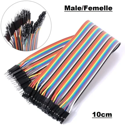 Câbles Dupont multicolores mâle/femelle de 10cm