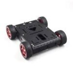 Châssis de robot noir avec quatre roues rouges