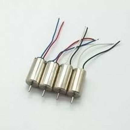 Cinq micro moteurs cylindriques avec fils colorés